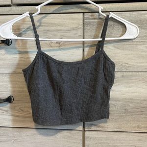 grey striped cropped tank top